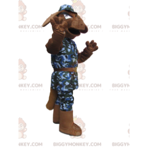 Angry Brown Dog BIGGYMONKEY™ Mascot Costume With Military