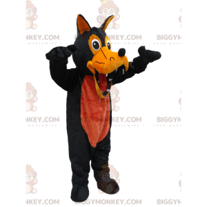 BIGGYMONKEY™ Creepy Orange and Black Wolf Mascot Costume -