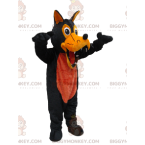 BIGGYMONKEY™ Griezelig oranje en zwarte wolf mascottekostuum -