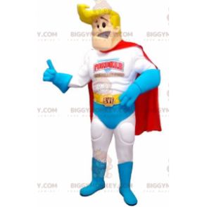Spierblond superheld BIGGYMONKEY™ mascottekostuum -