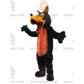 BIGGYMONKEY™ Griezelig oranje en zwarte wolf mascottekostuum -