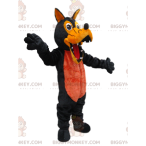 BIGGYMONKEY™ Creepy Orange and Black Wolf Mascot Costume –