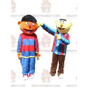 Duo de Costume de mascotte BIGGYMONKEY™ de bonhomme brun et