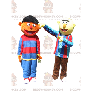 Sjov brun og gul snemand BIGGYMONKEY™ Mascot Costume Duo -