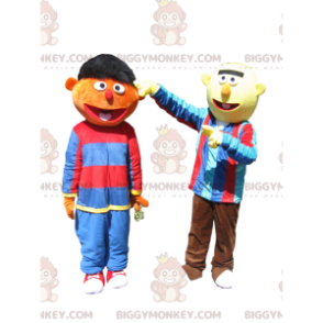 Sjov brun og gul snemand BIGGYMONKEY™ Mascot Costume Duo -