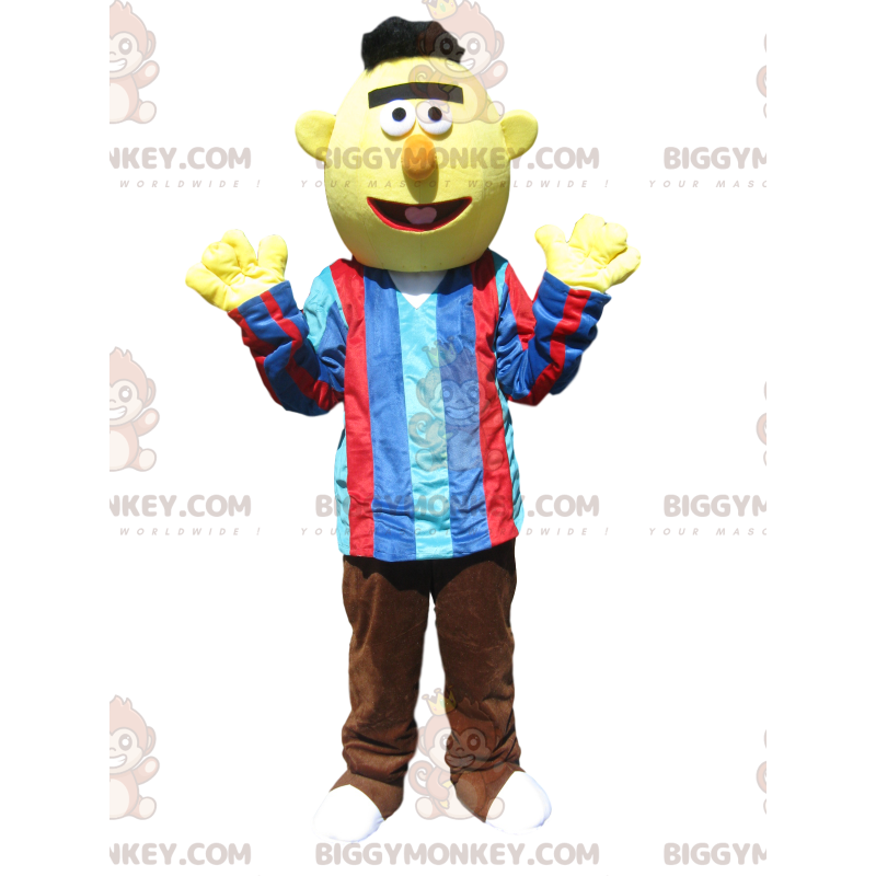 Disfraz de mascota BIGGYMONKEY™ Hombre amarillo muy divertido con atuendo colorido - Mascotas de hombres - BiggyMonkey.com