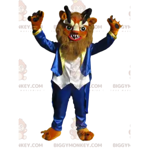 Kostým maskota BIGGYMONKEY™ Divoký lev s černými rohy –