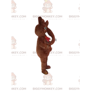 BIGGYMONKEY™ Costume da mascotte Piccolo mammut marrone con
