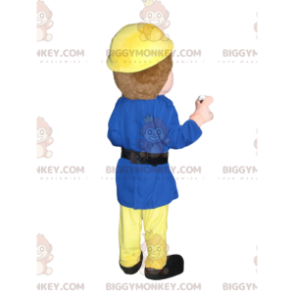 Kostium maskotki ratownika BIGGYMONKEY™ z żółtym hełmem i małym toporem - Niesklasyfikowane maskotki - BiggyMonkey.com