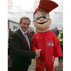 BIGGYMONKEY™ Mascot Costume of Mechanic Man in Red Jumpsuit –