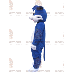 Blau-weißer Hund BIGGYMONKEY™ Maskottchen-Kostüm mit lustiger
