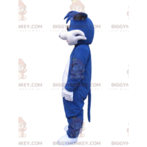 Niebiesko-biały kostium maskotki BIGGYMONKEY™ z zabawnym puffem