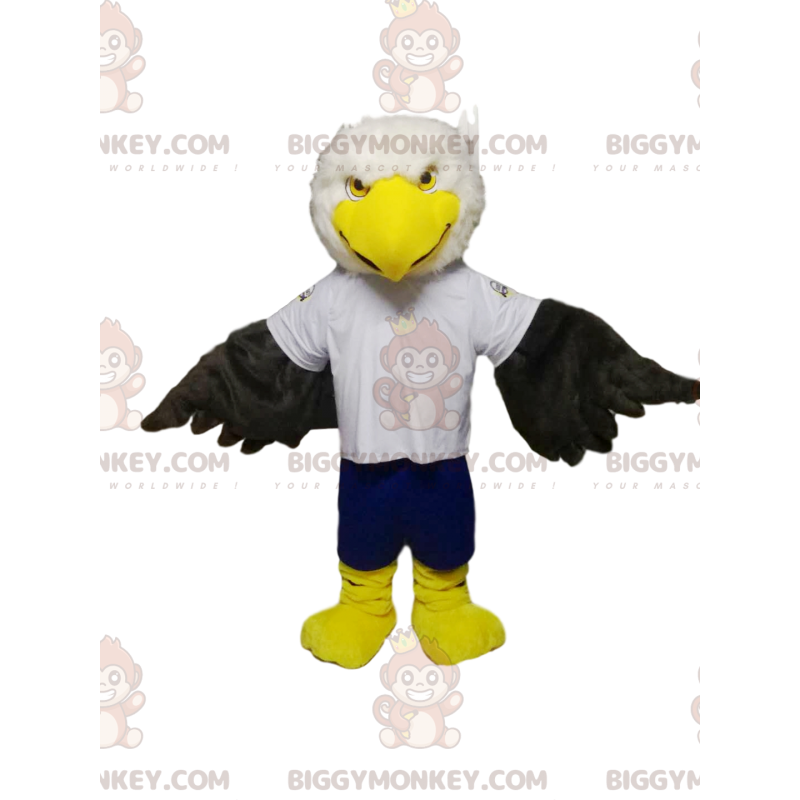Costume de mascotte BIGGYMONKEY™ d'aigle royal blanc et noir Costume de mascotte BIGGYMONKEY™ d'aigle royal blanc et noir