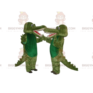 Duo de Costume de mascotte BIGGYMONKEY™ de crocodiles verts.