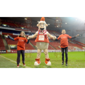 Kostium maskotki owcy BIGGYMONKEY™ z szalikiem i czapką -