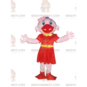Fantasia de mascote de bengala rosa BIGGYMONKEY™ com vestido