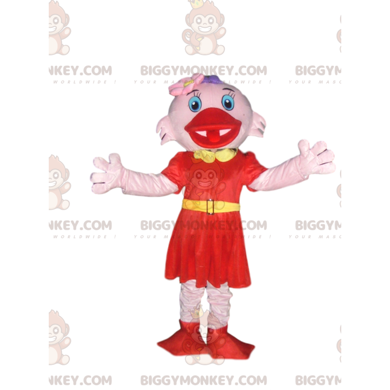 Costume da mascotte BIGGYMONKEY™ di canna rosa con elegante Costume da mascotte BIGGYMONKEY™ di canna rosa con elegante