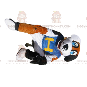 BIGGYMONKEY™ mascottekostuum van driekleurige hond met blauw
