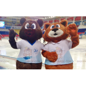 2 BIGGYMONKEY™s maskot en brun bjørn og en orange og hvid ræv - Bjørn maskot - BIGGYMONKEY_01752 - BiggyMonkey.com