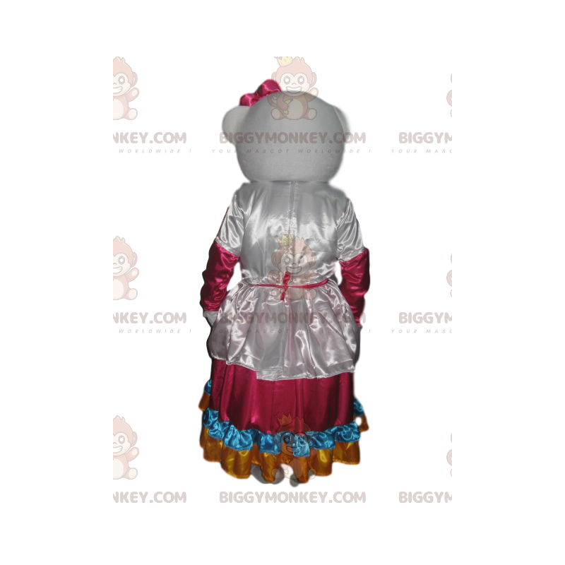 Hello Kitty BIGGYMONKEY™ maskotdräkt med vit och mångfärgad