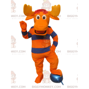 Oransje og blå hjort med store gevir BIGGYMONKEY™ maskotkostyme - Hjort og doe-maskoter - BIGGYMONKEY_014413 - BiggyMonkey.com