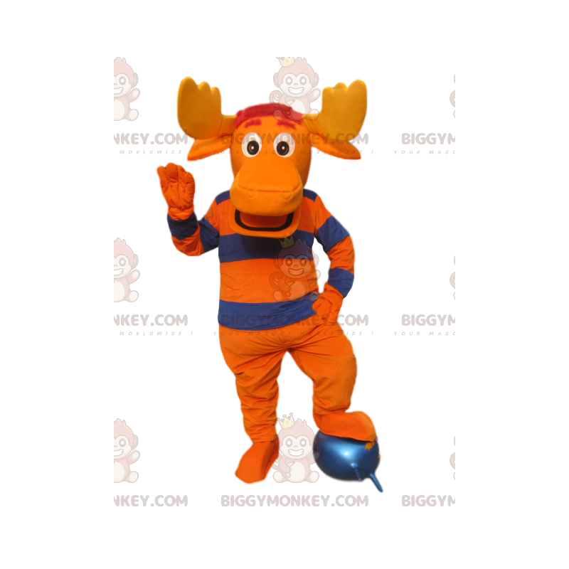 Oransje og blå hjort med store gevir BIGGYMONKEY™ maskotkostyme - Hjort og doe-maskoter - BIGGYMONKEY_014413 - BiggyMonkey.com