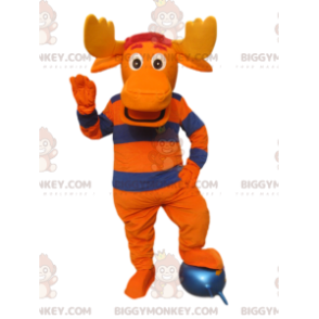 Oransje og blå hjort med store gevir BIGGYMONKEY™ maskotkostyme - Hjort og doe-maskoter - BIGGYMONKEY_014413 - BiggyMonkey.com