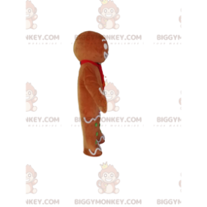 BIGGYMONKEY™ Gingerbread Man Mascot-dräkt med röd halsduk -