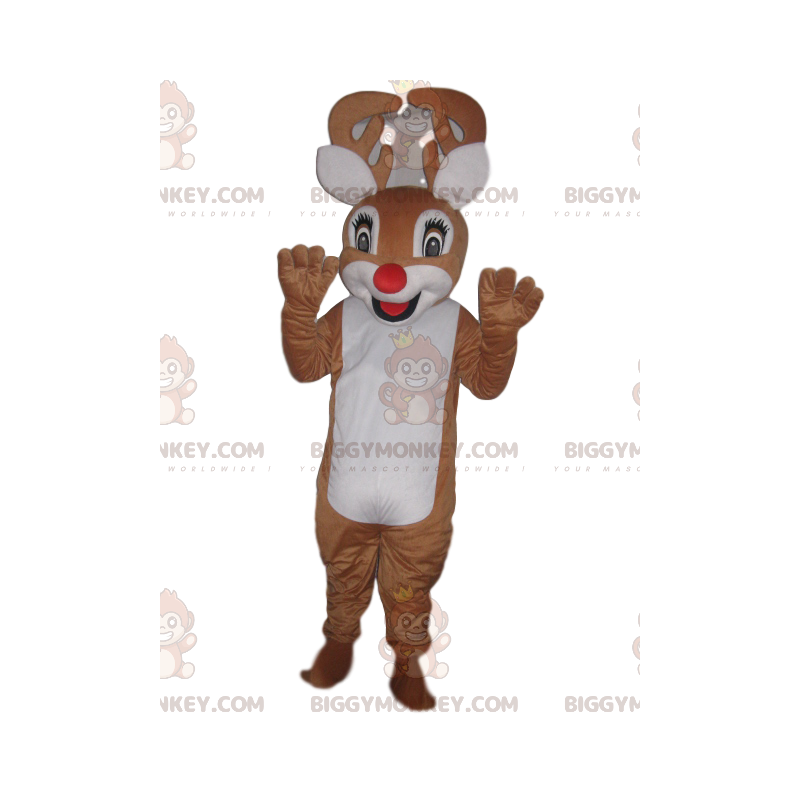 BIGGYMONKEY™ Lustiges Rentier-Maskottchen-Kostüm mit schöner BIGGYMONKEY™ Lustiges Rentier-Maskottchen-Kostüm mit schöner