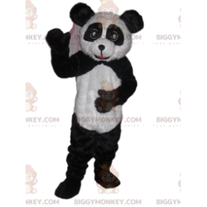 BIGGYMONKEY™ maskotdräkt av svart och vit panda med söta ögon och ett vackert leende - Pandas maskot - BiggyMonkey.com