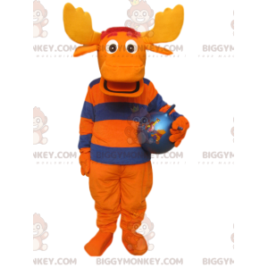 BIGGYMONKEY™ Maskottchen-Kostüm mit orangefarbenem und blauem