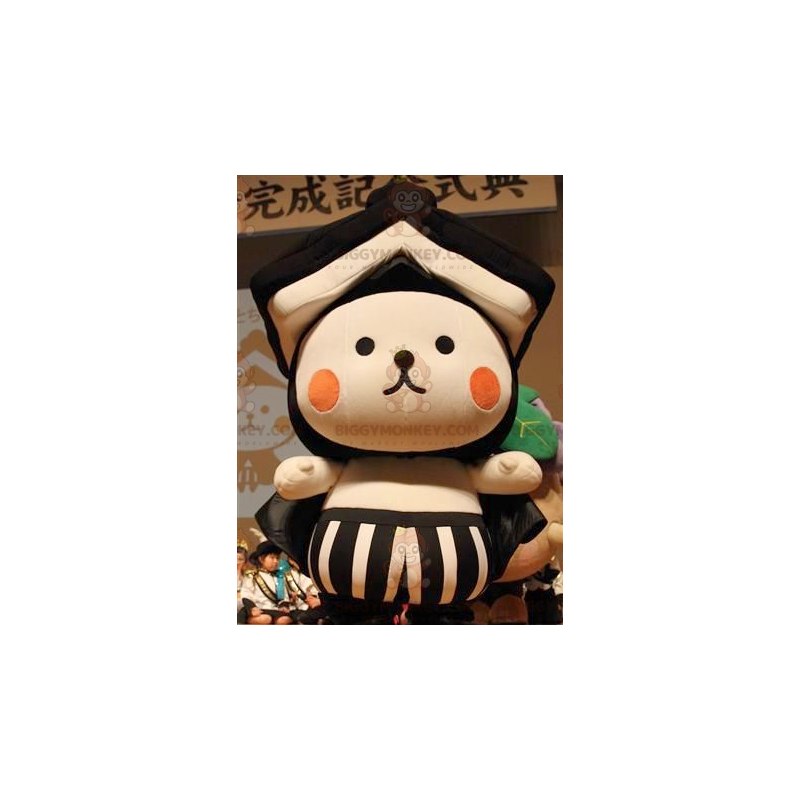Teddybeer BIGGYMONKEY™ mascottekostuum met dak - Aziatisch Teddybeer BIGGYMONKEY™ mascottekostuum met dak - Aziatisch
