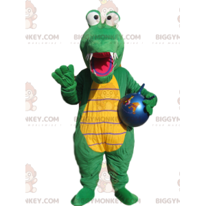 BIGGYMONKEY™ costume da mascotte di coccodrillo verde con
