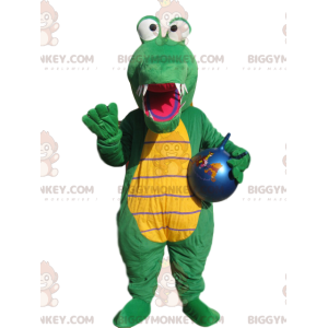 Kostium maskotki BIGGYMONKEY™ z zielonego krokodyla z