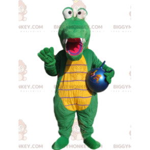 BIGGYMONKEY™ costume da mascotte di coccodrillo verde con