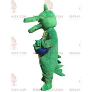 Disfraz de mascota BIGGYMONKEY™ de cocodrilo verde con globo