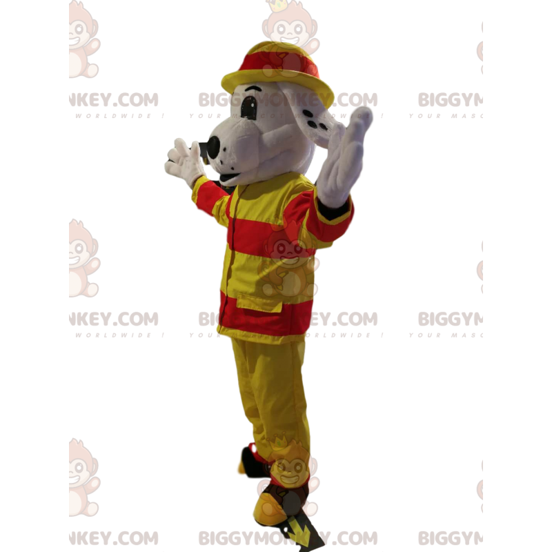 BIGGYMONKEY™ Costume da mascotte Cane bianco in costume da BIGGYMONKEY™ Costume da mascotte Cane bianco in costume da
