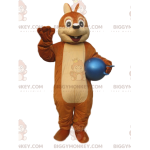BIGGYMONKEY™ Little Brown Squirrel Mascot Costume with Blue