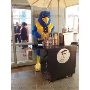 All Hairy Blue and Yellow Bird BIGGYMONKEY™ Mascot Costume -