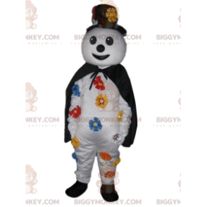 Στολή μασκότ Snowman BIGGYMONKEY™ με μαύρο καπέλο και κάπα - Ανθρώπινες Μασκότ - BIGGYMONKEY_014445 - BiggyMonkey.com