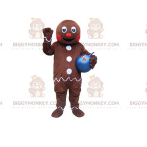 Blue Balloon Gingerbread Man BIGGYMONKEY™ Maskotdräkt - Maskoter kända människor - BIGGYMONKEY_014446 - BiggyMonkey.com