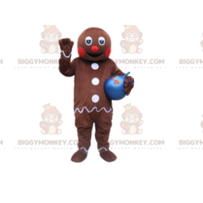 Blue Balloon Gingerbread Man BIGGYMONKEY™ Mascot Costume –