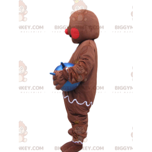 Blauwe ballon Gingerbread Man BIGGYMONKEY™ mascottekostuum -