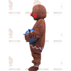 Blue Balloon Gingerbread Man BIGGYMONKEY™ Mascot Costume -