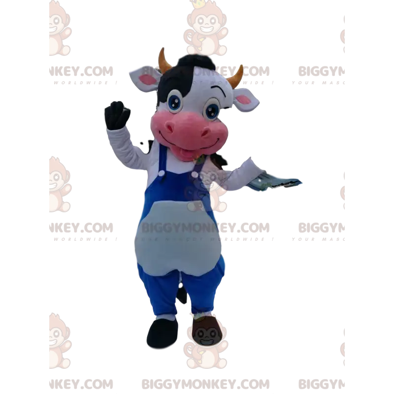 BIGGYMONKEY™ Maskottchenkostüm Schwarze und weiße Kuh mit BIGGYMONKEY™ Maskottchenkostüm Schwarze und weiße Kuh mit