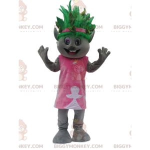 Maskotka BIGGYMONKEY™ szarego charakteru z zieloną oryginalną