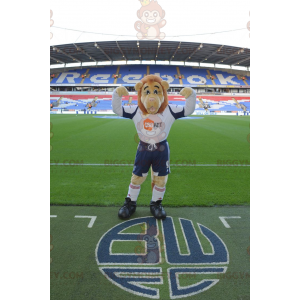 BIGGYMONKEY™ Mascot Costume Beige and Orange Lion In Sportswear