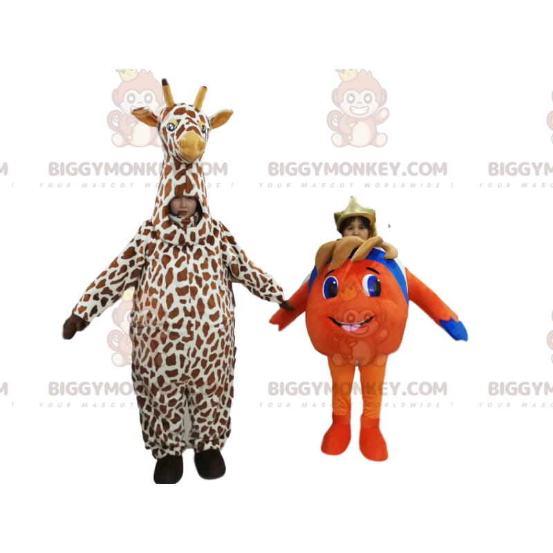 BIGGYMONKEY™ Maskotdräkt Duo av Nemo och en giraff - BIGGYMONKEY™ Maskotdräkt Duo av Nemo och en giraff -