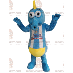 BIGGYMONKEY™ Maskottchen-Kostüm Seepferdchen Blau und Weiß mit