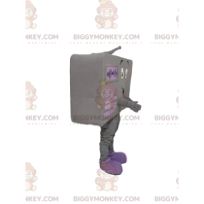 Traje de mascote de rádio cinza muito sorridente BIGGYMONKEY™ –